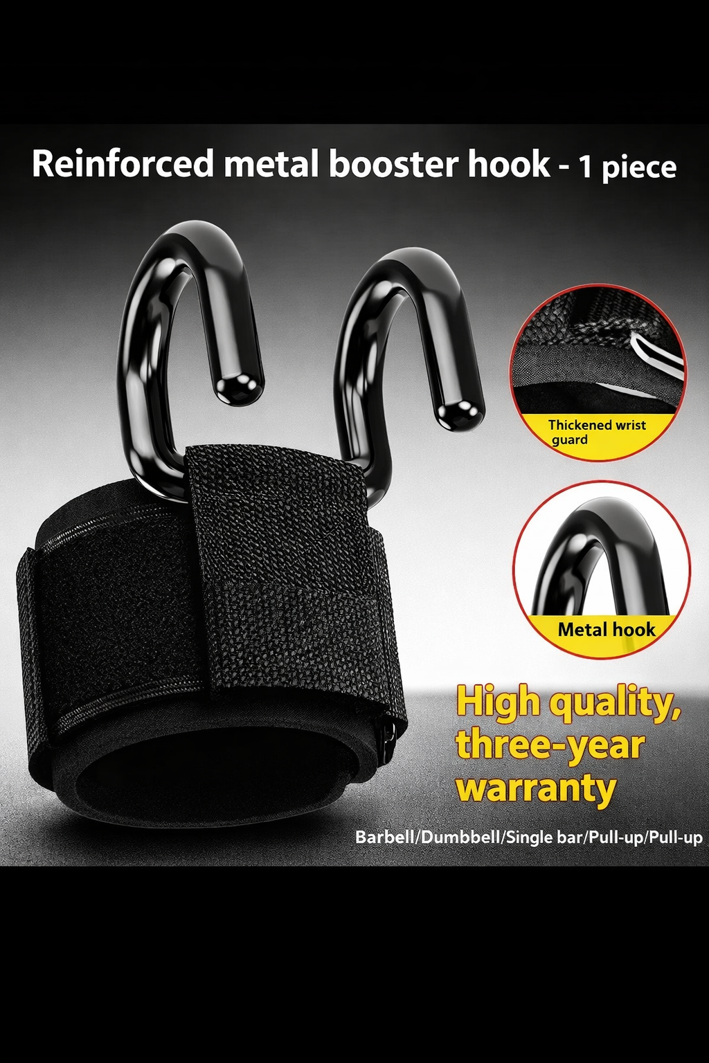 Pull-Up Grip Hooks with Wrist Support